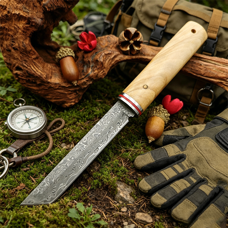 Portable Knife Damascus Blade  – Edc Pocket Carry Fixed Blade recenzja i cena