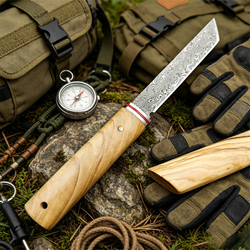 Portable Knife Damascus Blade  – Edc Pocket Carry Fixed Blade recenzja i cena