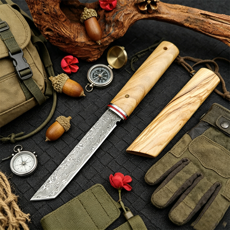Portable Knife Damascus Blade  – Edc Pocket Carry Fixed Blade recenzja i cena